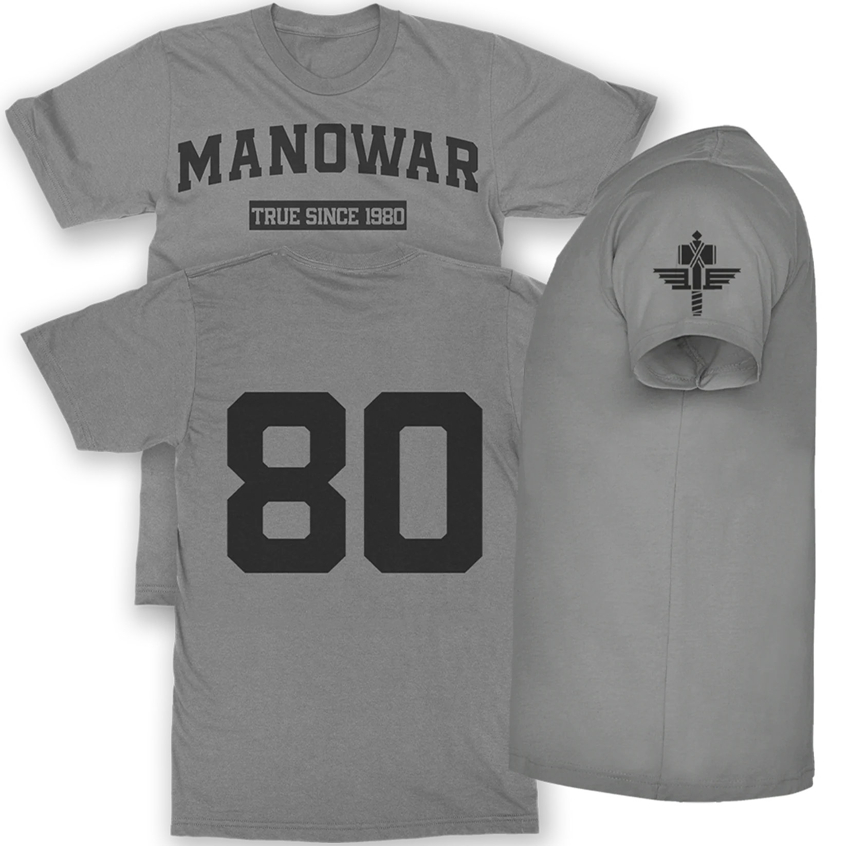 Manowar T-Shirt True Since 1980 grey with logo - Image 3