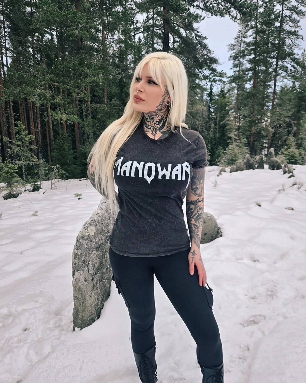 MANOWAR T-SHIRT ACID WASH VINTAGE LOGO - Image 4