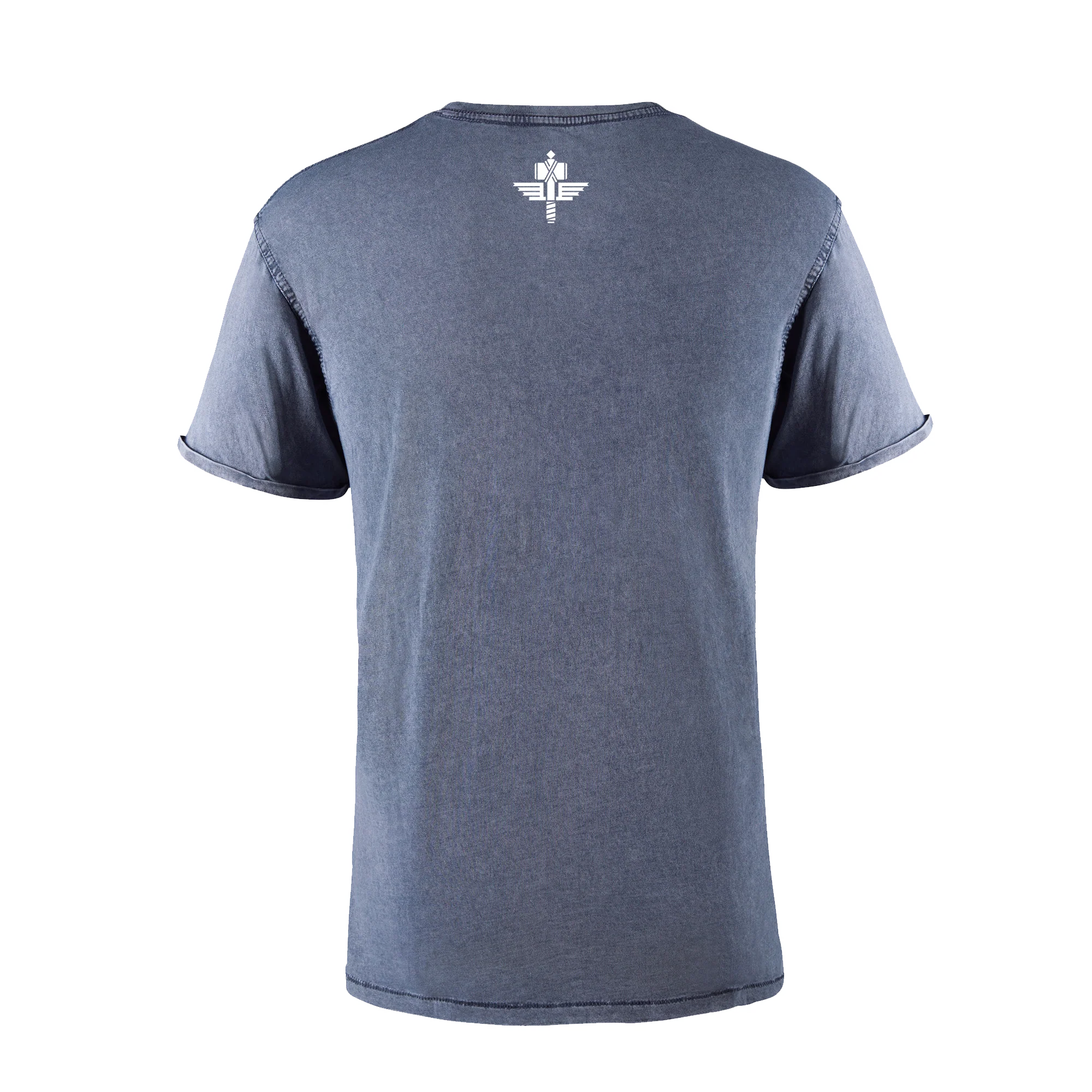 MANOWAR T-SHIRT BLUE ACID WASH VINTAGE LOGO - Image 3