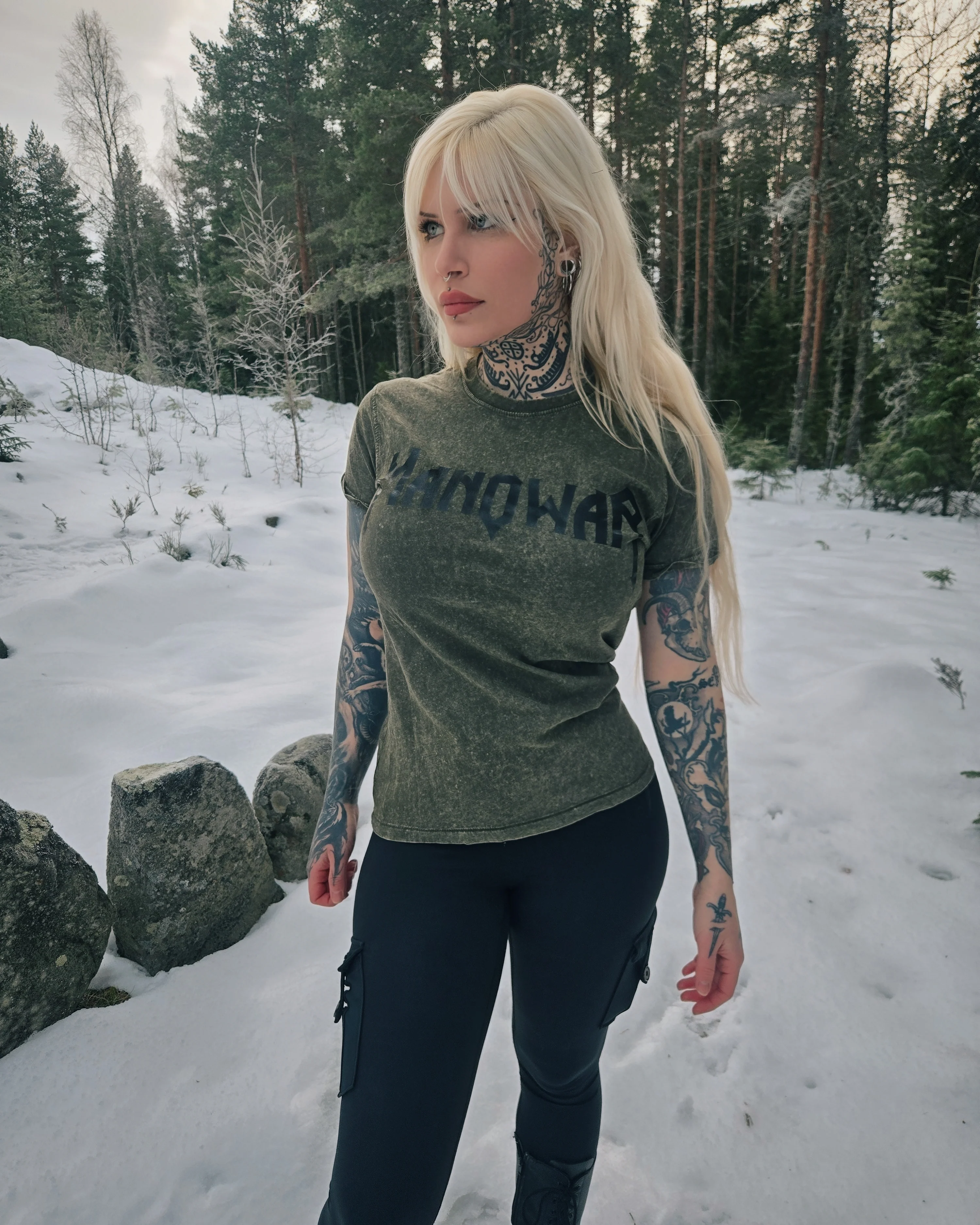 MANOWAR T-SHIRT GREEN ACID WASH VINTAGE LOGO - Image 4