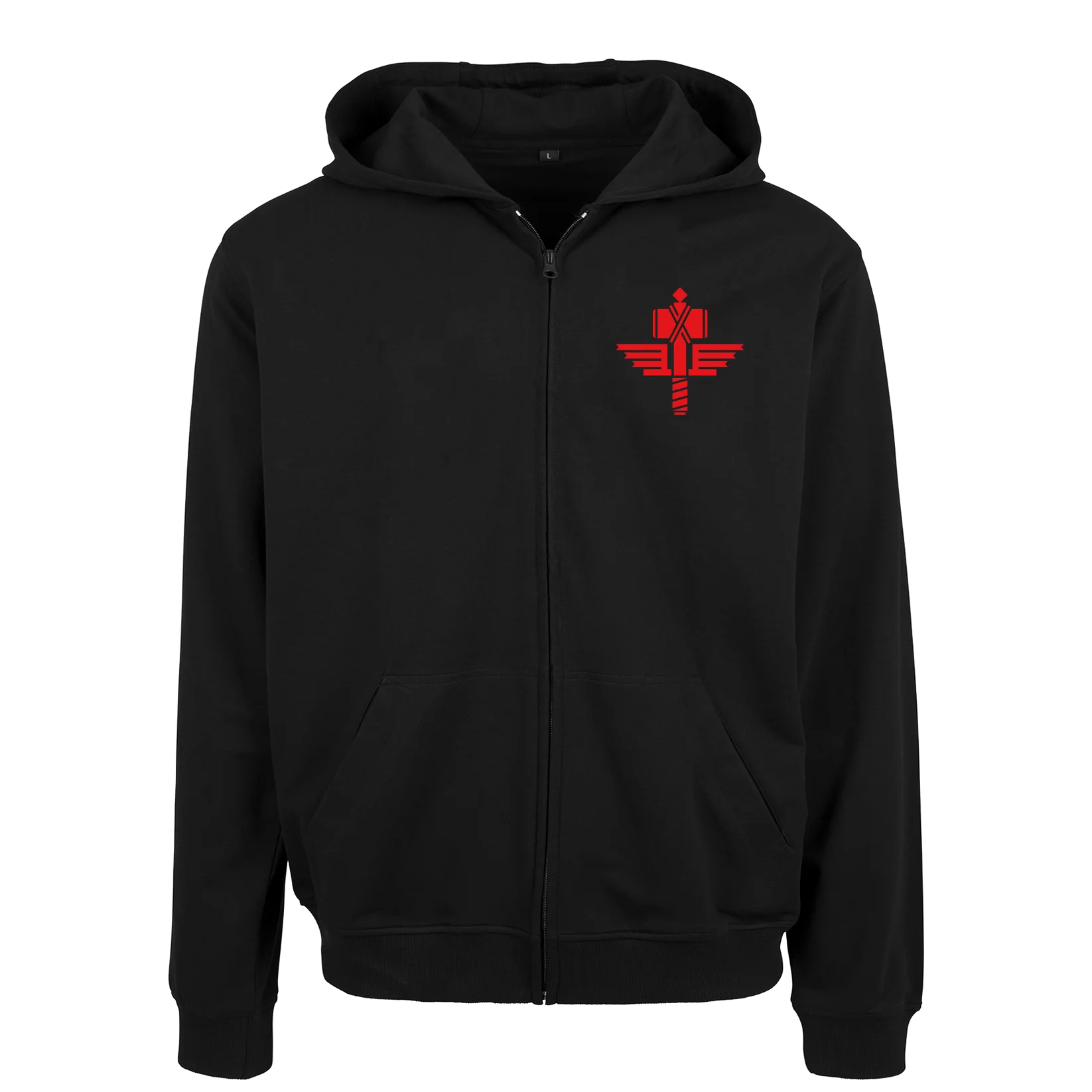 Manowar Zip Hoodie Men’s 3D outline Red Logo Vertical